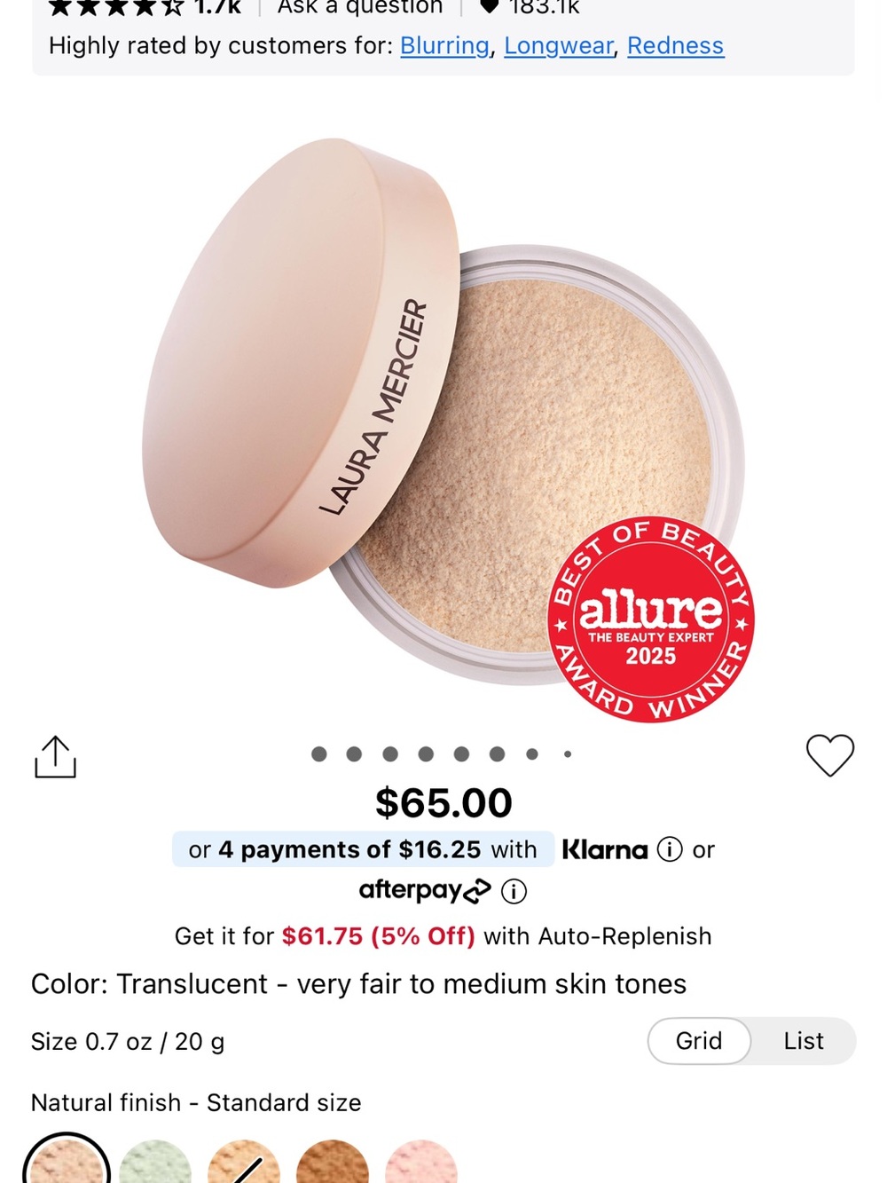 laura mercier Translucent Loose Setting Powder - Light Beige/Translucent